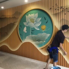 Thi công tranh lụa 3d tại Làng Đại Học